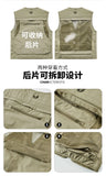 Riolio Outdoor Casual Fishing Vest Photography Spring and Autumn Men's Vest Multi-Pocket Tooling Quick-Drying Vest Cotton Workwear