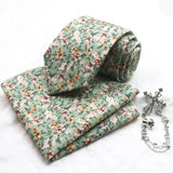 Riolio  3pcs Neck Ties Set Winter Style Floral Necktie For Men Women Pocket Square Daily Wear Brooches Wedding Groom Tuxedo Accessories