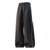 Riolio  Outdoor Casual Loose Leggings Thin Summer Youth High Waist Straight Leg Pants Quick Dry Color Block Fleece Polyester