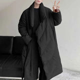 Riolio  Mens Long Winter Cotton-Padded Jacket Plain Dark Daily Outdoor Solid Color Versatile Youth Trendy Top Men'S Clothing New