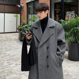 Riolio Winter High Quality Woolen Trench Coats Men Korean Style Luxury Male Casual Trenchcoat Men's Streetwear Gray/Khaki/Black