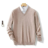 Riolio  Men's Cashmere Warm Pullovers Sweater V Neck Knit Autumn Winter Fit Tops Male Wool Knitwear Jumpers Bottoming shirt Plus Size