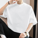 Riolio   American Heavy Short-sleeved T-shirt Men's Round Neck Summer Solid Color Trendy Loose Half-sleeved Base Shirt