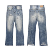 Riolio Ripped Jeans for Men Street Slim Blue Pantalones Hombre Streetwear Fashion Denim PantsFit Summer Skinny Vaqueros Flared Trousers