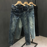 Riolio Y2k  Men Fashion Stylish Brand Denim Pants High Quality Designer Slim Fit All-match Trousers Casual Stretch Pencil Cropped Jeans