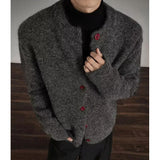 Riolio  Collarless knitted sweater jacket Men Classic autumn winter casual sweater warm loose  Street Knitwear