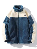 Riolio Thiened Lamb Velvet Jaet for plus Size Men Winter Warm Loose Fit Faionable Youth Zipper Closure  Color Casual Coat