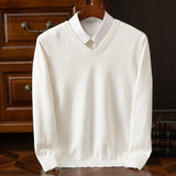 Riolio  Super Cashmere Sweater Men Thick Pullover Autumn Winter Warm Classic V-neck Clothes Male Jumper Jersey Hombre Pull Homme 4XL