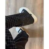 Riolio  American Retro Black and Gray Plaid Men's Spring and Summer Fashion Brand Thin Summer Relaxed Plaid Casual Pants