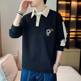 Riolio  Fashion Contrasting Colors Pockets Long Sleeve POLO Button Shirt Top Men's Versatile Casual Male All-match Handsome T-shirt