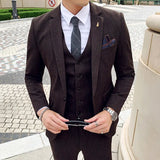 Riolio  ( Blazer + Vest + Pants ) High-end Formal Casual Business Striped Fashion Men's 3 Piece Suit Groom Wedding Dress Suit