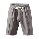 Riolio  Men's Striped Linen Blend Shorts Elastic Waist Drawstring Casual Beach Shorts