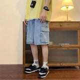 Riolio Summer Men Denim Short Streetwear Vintage Korean Harajuku Pocket Jeans Shorts Hip Hop Cargo Pants Oversized Bottoms Male Clothes