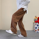 Riolio Korean Fashion Corduroy Men's Casual Pants White Loose Straight Wide Leg Pants Spring New Street Casual Sports Pants 3XL