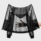 Riolio  Men Full Mesh See Through Sun Protection skin coats Hooded Zipper Thin Beach Cover Up Lightweight UV Protection Summer Outerwear
