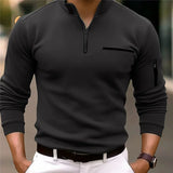 Riolio  Men's long-sleeved Casual T-shirt With Half Zipper Spring Autumn Long-sleeved T-shirt Arm Zipper Sports Shirt