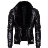 Riolio New Design Motorcycle Bomber Add Wool Leather Jacket Men Autumn Turn Down Fur Collar Removable Slim Fit Male Warm Pu Coats