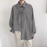Riolio  Street Casual Fashion Classic Striped Loose Button Straight Turn-down Collar Man Spring Summer Thin Men's Clothing Korean