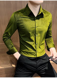Riolio  Solid Color Men Shirt Long Sleeves New Fashion Lapel Button Cardigan