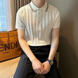Riolio New Men's Clothing Light Luxury Business Knit Polo Shirt Fashion Leisure Short Sleeve T-shirt Korean Style Retro Knitwear M-3XL