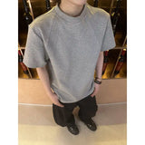 Riolio Men Slim Fit Short Sleeve Tshirt Solid Round Neck Unique Patchwork Design Premium Stretch Cotton Casual Summer Trendy Tee