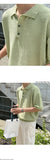 Riolio New Summer Simple Retro Men Polo Shirt Leisure Vintage High Quality Knit T-shirt Casual Korean Style Loose Breathable Tops M-2XL