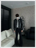 Riolio American Street High-end Coat Trendy Leather Jacket Korean Elegant 2025 Spring Men's New PU Lapel Slim Loose Jacket Aesthetic