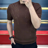 Riolio  New Summer Men Versatile Half-sleeved Slim Fit T-shirt for Business Round Neck Versatile Pullover