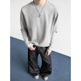 Riolio  Spring Long Sleeved T-shirt Men Fashion Black Casual T-shirt Men Streetwear Korean Loose Round Neck White T Shirt Mens Top