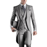 Riolio Men Suit Wedding Suit For Men Custom Made Morning Long Jacket Tailcoat 3 Pieces Slim Fit Black Groom Tuxedo Suit Bridegroom