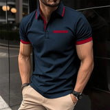 Riolio  Summer Men's Short sleeve Polo Shirts Fashion Business Casual Polos Man Patchwork Turn Down Collar Sports Tees Tops Streetwear