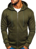 Riolio New Fashion Men's Casual Slim Fit Autumn European Size Cardigan Solid Color Zipper Cardigan Hooded Hoodie Coat