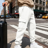 Riolio  Men's Textured Cargo Pants Elastic Waist Drawstring Joggers with Pockets Casual Trousers