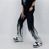 Riolio  Men Jeans High Street Hip Hop Contrast Color Tassel Loose Fashion Japanese Streetwear Hippie Loose Casual Darkwear Patchwork