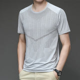Riolio  new Summer Fashion Ice Silk Pure Cotton Quick Drying Round Neck Short Sleeve Versatile Fitness Sports Leisure Men's T-shirt