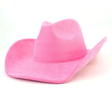 Riolio  Western Big Roll Brim Cowboy Hat Top Cap for Men Women Pink Cowgirl Hat Felt Fedora Hats Outdoor Riding Sun Hat