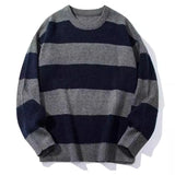Riolio  Autumn Men's O-Neck Striped Sweater Casual Men Warm Cashmere Knitted Pullover Men Classic Loose Knitwear Sweaters Clothing