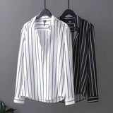 Riolio  Men Vertical Stripe Long Sleeve Shirt Wrinkle Resistant Ice Silk Korean Luxury Casual Loose Dress Shirts