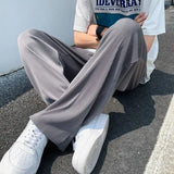 Riolio  Ice Silk Wide-leg Men Summer Thin Straight-leg Casual Loose Korean Style Trendy Versatile Trousers