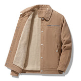 Riolio Winter Jackets for Men Fleece Thicken Warm Corduroy Jackets Male Outwear Fashion Single Breasted Coats Thermal Windbreaker Parka