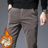 Riolio  Autumn and Winter Corduroy Pants Men's Elastic Casual Pants Slim Straight Corduroy Plus Velvet Men's Trousers Trend y2k pants