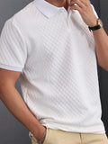 Riolio  Leisure Mens Polo Shirts Short Sleeve Plaid Jacquard Tops  Spring Summer Men Clothing Fashion Solid Color Button Lapel Polo