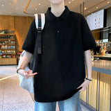 Riolio  Solid Color Polo Shirt Versatile Comfortable Casual Men's Top Trendy T-shirt Spring Summer High Quality Fashionable Minimalist