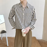 Riolio  Men's Clothing Premium Green White Striped Shirt Spring Summer Korean Style Loose Fit Draped Color Block Casual Trendy New
