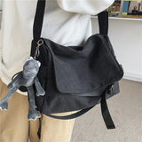 Riolio  Canvas messenger bag men's large-capacity simple messenger bag leisure ins student book shoulder bag boys' satchel