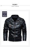 Riolio PU Male Faux Leather Blazers High Quality Leather Jacket Men's Fashion Jackets New Casual Male Stand Collar PU Leather Jackets