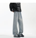 Riolio New Men's Jeans Washed Jeans Pants Unisex Drawstring Denim Pants Male Streetwear Korean Straight cylinder loose Cowboy Trousers