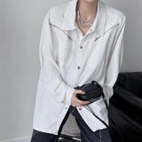 Riolio  Mens Shirt Zipper Design Dark Casual Shirt Summer Streetwear Fashion Trend Daily Versatile Long Sleeve Top Men'S Wear New