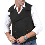 Riolio  Men Vest Brown Double Button Frosted Velvet Waistcoat For Banquet Birthday Wedding Business Work Formal Set Men Suit Vest