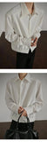 Riolio  Shirt men Korean Style Loose Fit Square Neck Plain Color Long Sleeve Shirt Man Autumn New Trendy Youth Dance Shirts Oversized